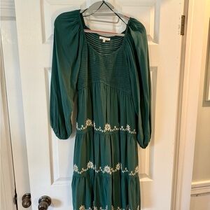 Green Floral Boho Dress